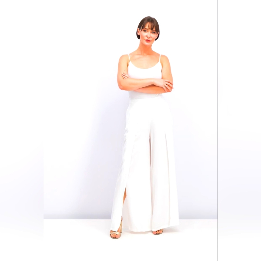 BCBG MaxAzaria White Split Leg Pants
